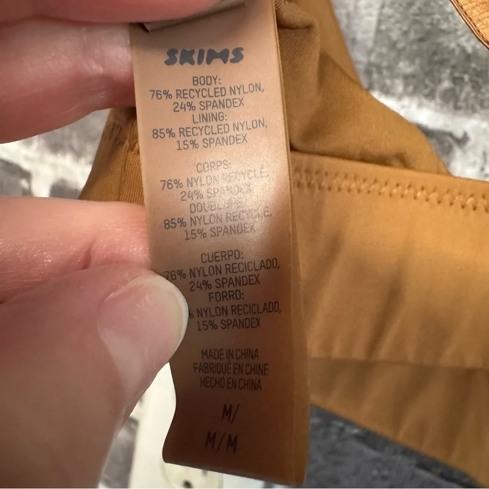 Skims swim plunge bikini top almond tan